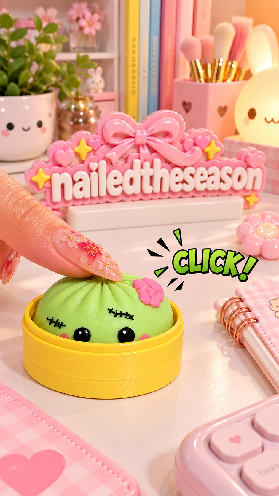 Cute Zombie Dumpling + Clicker Keychain