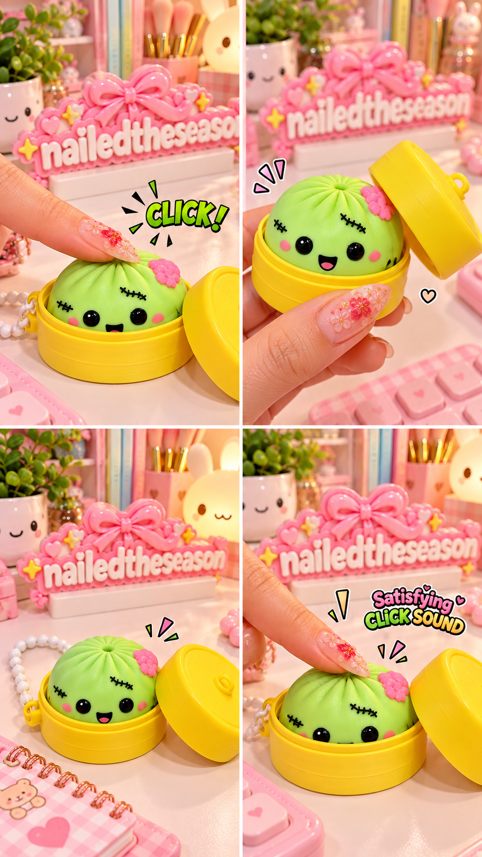 Cute Zombie Dumpling + Clicker Keychain