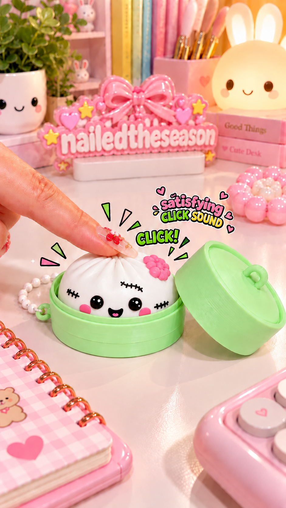 Cute Zombie Dumpling + Clicker Keychain