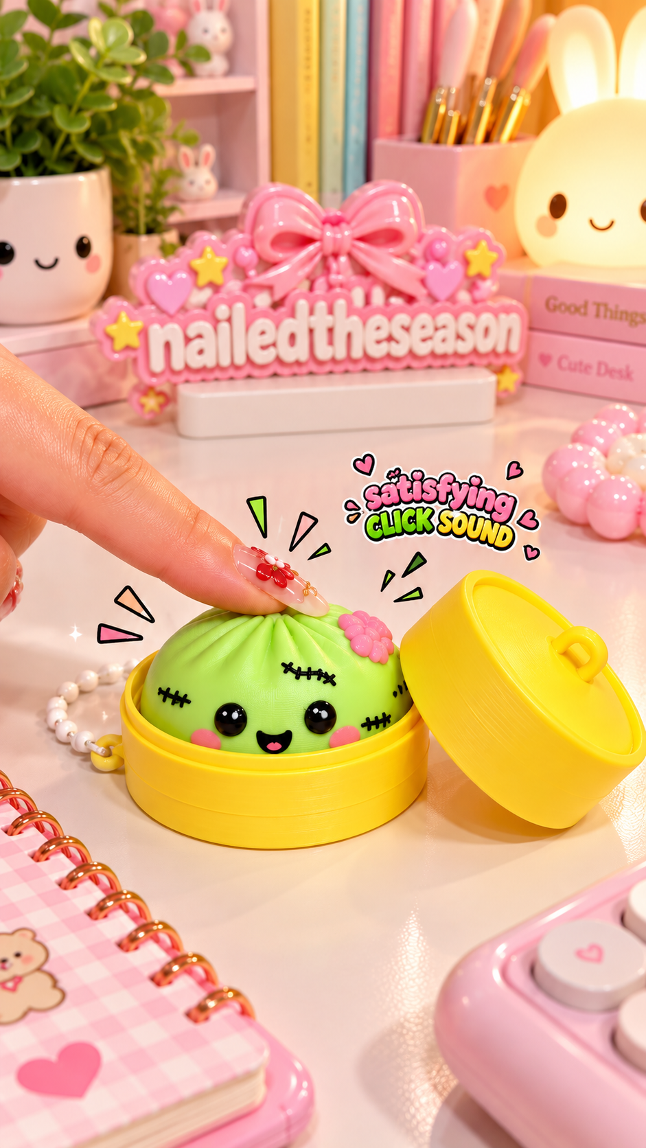 Cute Zombie Dumpling + Clicker Keychain