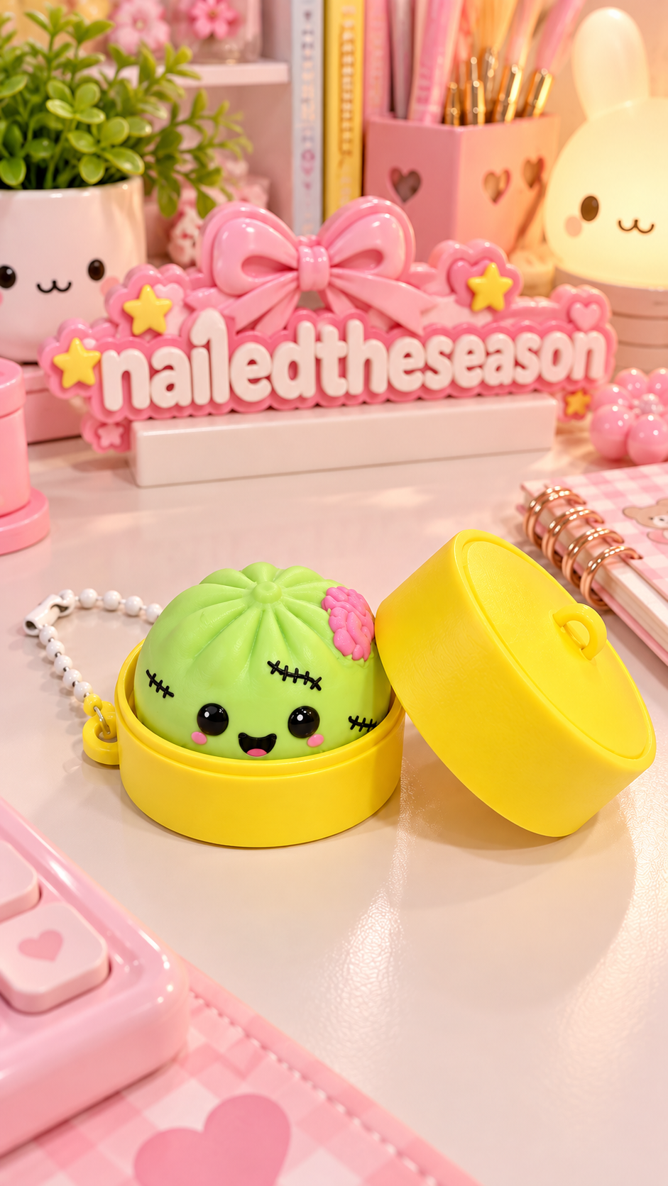 Cute Zombie Dumpling + Clicker Keychain