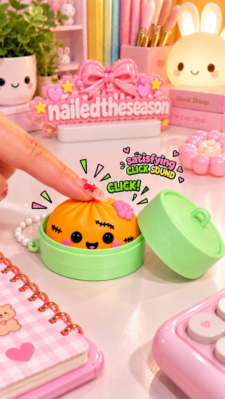 Cute Zombie Dumpling + Clicker Keychain