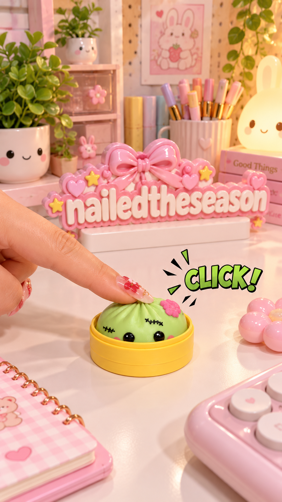 Cute Zombie Dumpling + Clicker Keychain