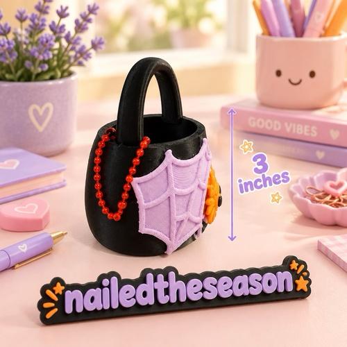 Spider Web Halloween Mini Bag keychain 3 Inches