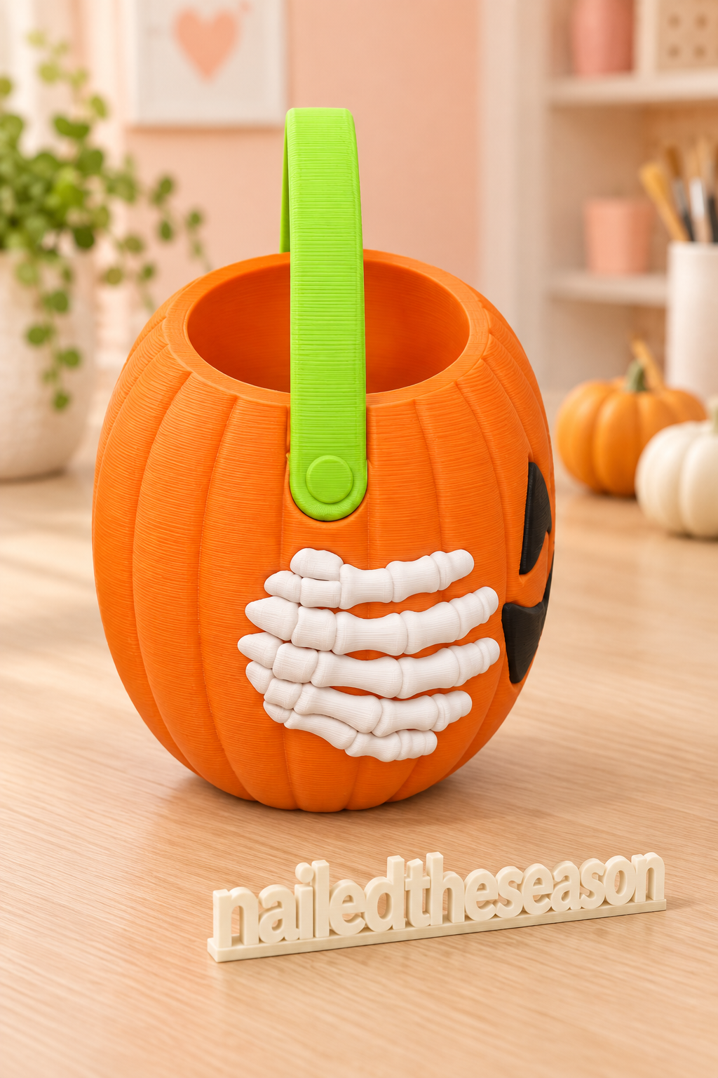 Halloween pumpkin skeleton keychain