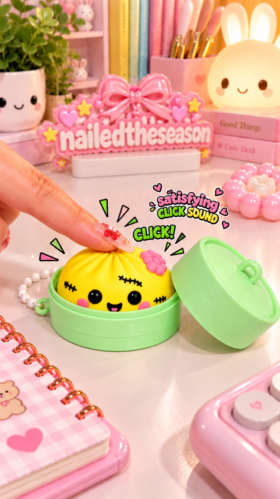 Cute Zombie Dumpling + Clicker Keychain