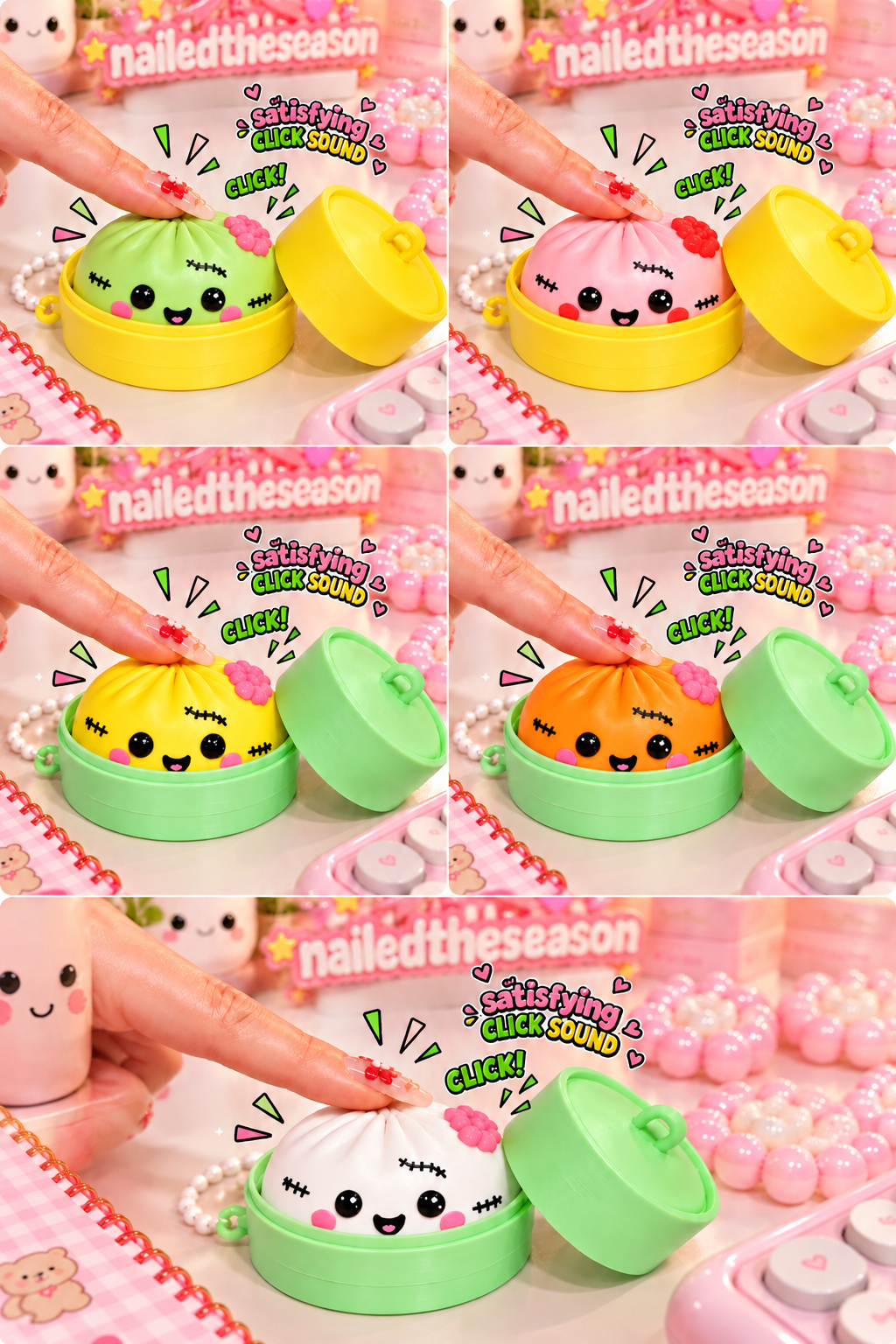 Cute Zombie Dumpling + Clicker Keychain